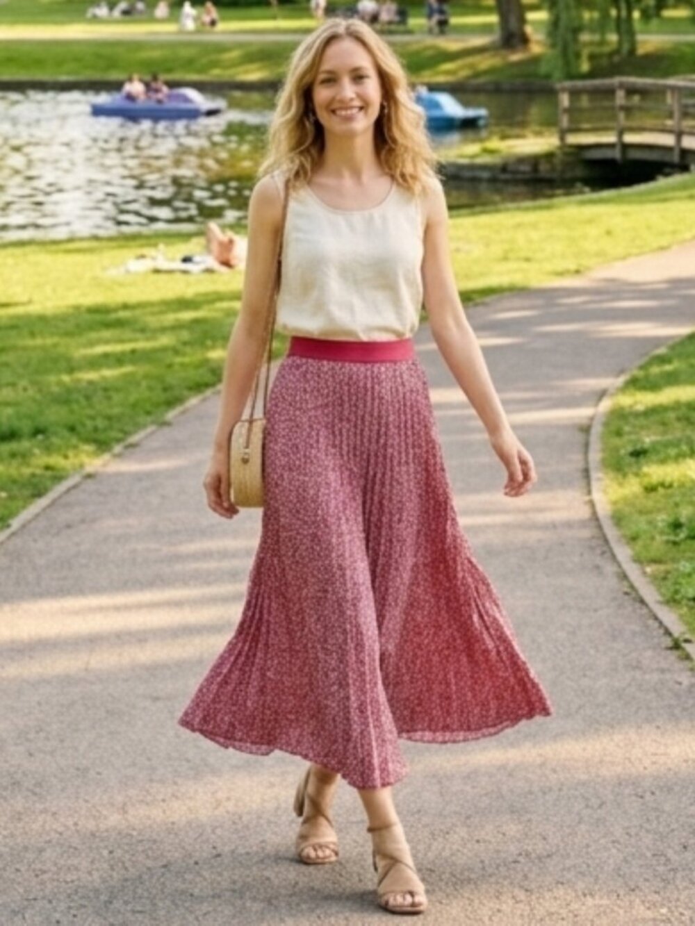 Vince Camuto Pleated Midi Skirt